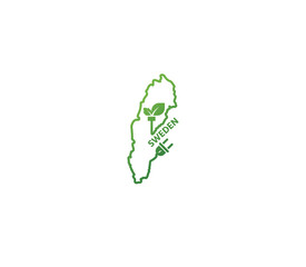 Eco-friendly Sweden map symbolizing renewable energy and sustainability for green projects and initiatives.