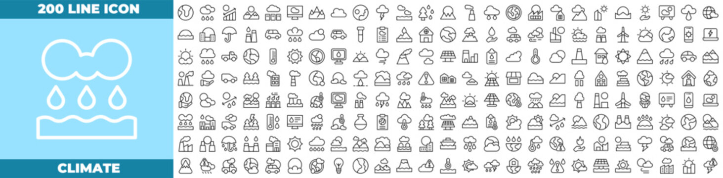 Climate Line Editable Icons set