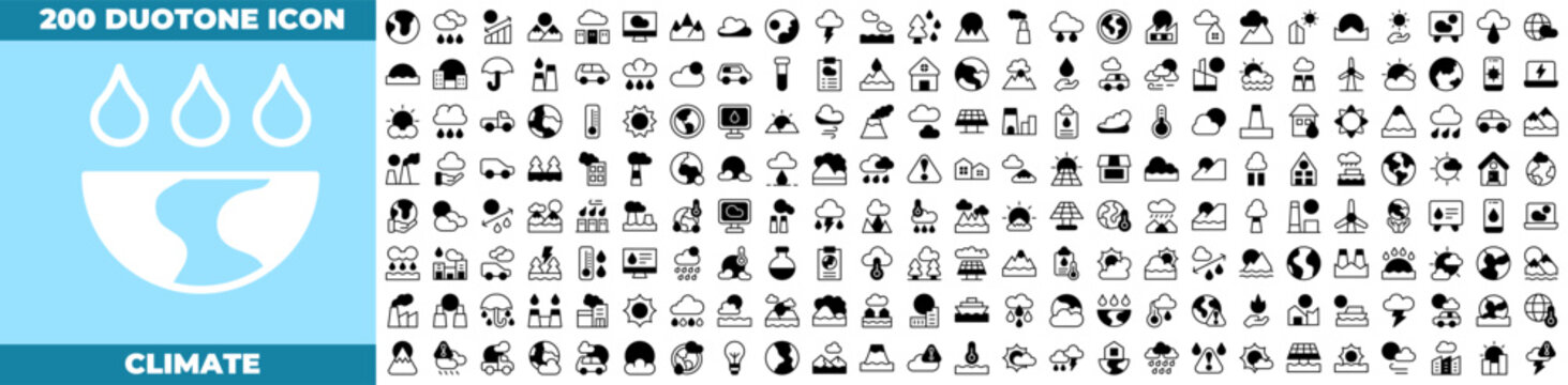 Climate Duotone Editable Icons set