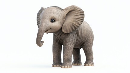 Fototapeta premium A cute baby elephant on a white background.