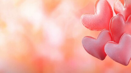 Obraz premium Romantic hearts decoration soft background digital artwork warm colors close-up love concept
