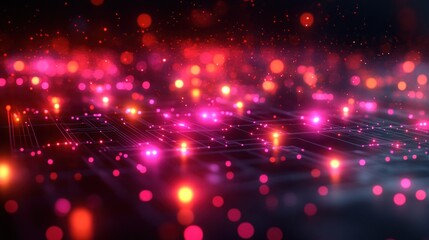 Abstract digital network with glowing points.