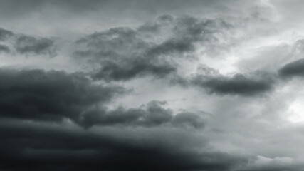 Stormy dark cloudy sky. Pollution, PM 2.5, Carbon dioxide and environment problems concept....