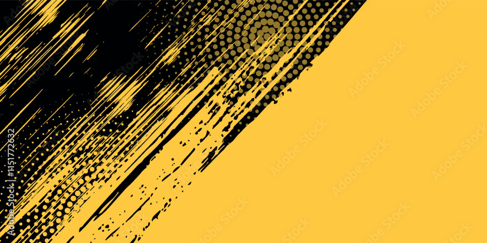 Poster dots halftone yellow and dark blue color pattern gradient grunge texture background. vector grunge