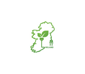 Eco-friendly Ireland map symbolizing renewable energy and sustainability for green projects and initiatives.