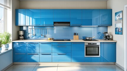 Modern Blue Kitchen Design: Sleek, Stylish, and Space-Saving