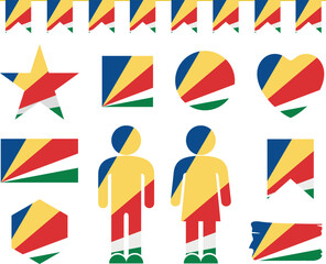 Seychelles flag set. Isolated Seychelles flag on white background