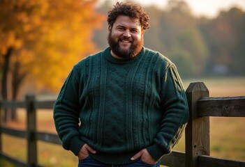 A stocky man with a round face and warm brown skin, featuring deep-set hazel eyes and a broad nose