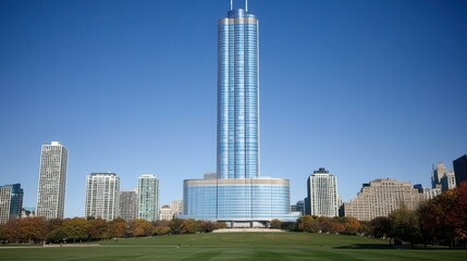 Obraz premium A Modern Skyscraper Dominates the Chicago Skyline