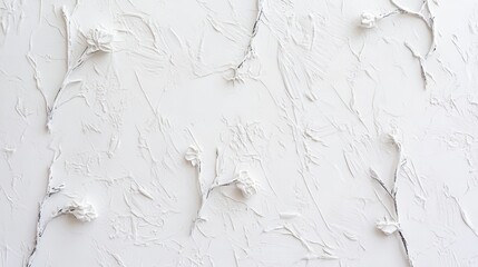 White wall surfaces offer a blank, textured backdrop with a rough, aged paper-like pattern