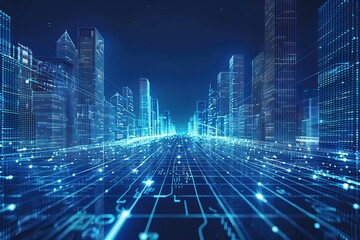 Fototapeta premium Digital Cityscape: A Futuristic Vision of Urban Connectivity