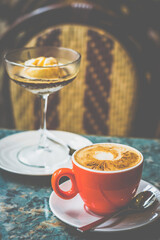 Affogato dessert of espresso coffee served with your choice of Italian Gelato