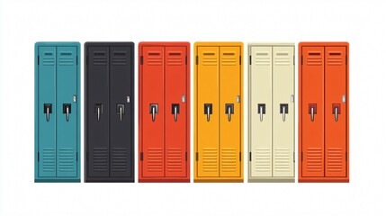 Metal Cabinets Vector Illustration for Locker, Isolated Design Element