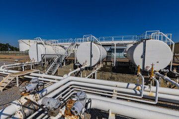 Horizontal tank oil white Storage Fuel Gas Container Tanks in Petroleum Refinery Industrial Factory...