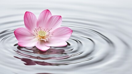 Stunning Close-Up of a Pink Lotus Flower Serenely Floating on Calm Waters