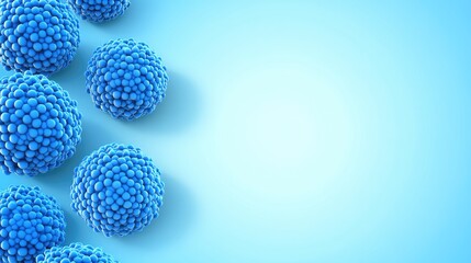 Floating viruses in a detailed microscopic view, shades of blue on a banner layout with professional text space