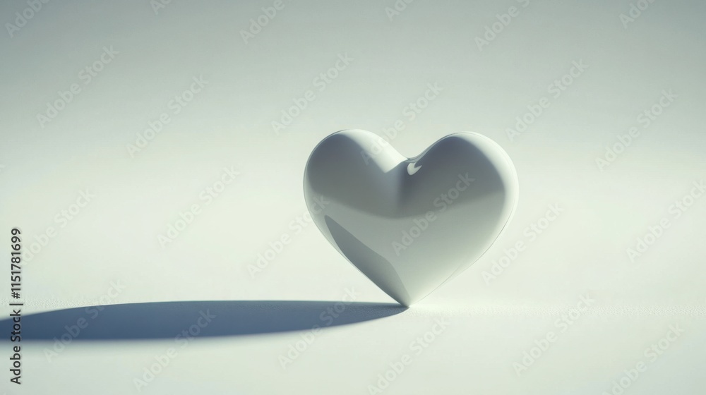 Poster a crisp white background with a shadowed heart shape faintly visible in the middle.