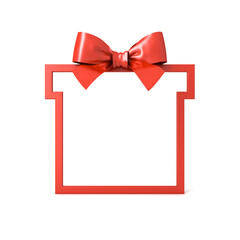 Red gift box shape frame product display mockup showcase or present frame border stand isolated on white background with shadow minimal creative idea concepts 3D rendering