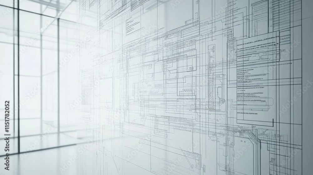 Poster minimal futuristic white digital layout showcasing tech graphs, candlestick charts, and cyber-inspir
