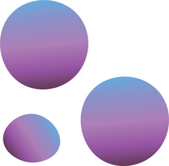 Three abstract gradient spheres in pink and blue tones, varying in size, displayed on a white minimalist background.
