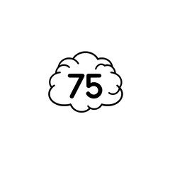 **Thin Line Icon Depicting Human Memory, Counting, or Mathematical Calculation. This Icon Shows a Human Brain and Numbers. Modern, Isolated Web Pictograms on a White Background, Editable Stroke, EPS