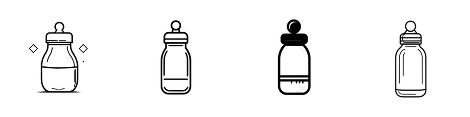 **Diagram Icon: Toddler Sippy Cup with Double Handle, Children's Sip Cup for Drinking. Similar Line Symbol for Baby Bottle Feeding, Non-Spill Baby Training Cup. Contemporary Isolated Pictogram on