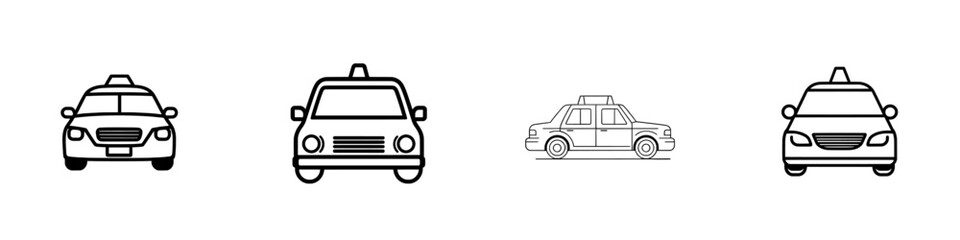 Car line icon. Represents purchasing or reserving transportation, traveling by car, and parking at hotels, restaurants, and other locations. Modern graphic outline. Isolated on white background.