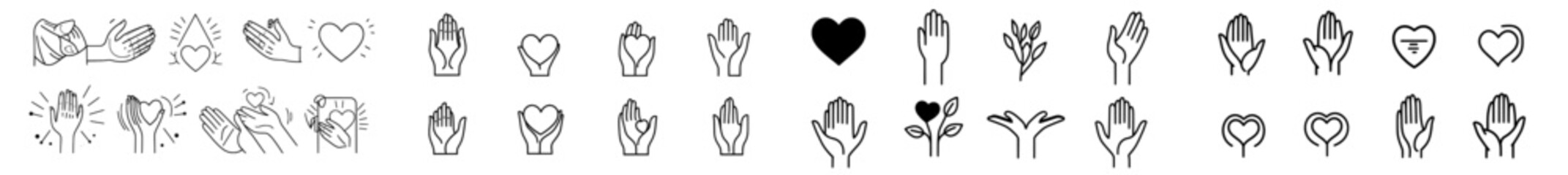 A high-quality icon pack focused on human care and charity, featuring symbols like volunteering and social assistance, promoting kindness and positive relationships. This modern icon set is designed