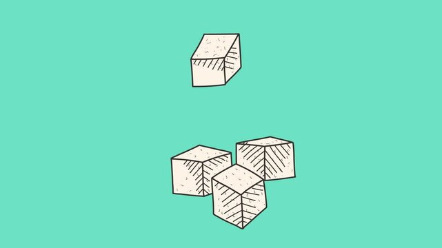 Square White Sugar Cubes Illustration Animation