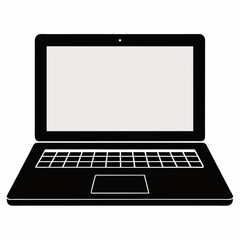 Laptop Black Silhouette Vector Art