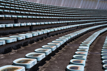 Obraz premium Outdoor sports stadium bleacher seating chairs