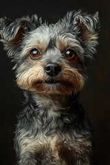 yorkshire terrier on a black background