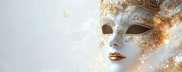 Mardi gras celebration scene with masquerade ball and whimsical elements