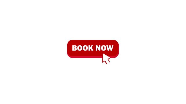 Book now. Online order concept. Promotion sign. Book Now blue realistic button isolated. Motion graphics.