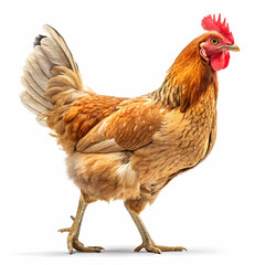 Fototapeta premium One rich brown farm chicken isolated on a clear background