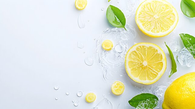 A lemon slice is on top of a glass of water