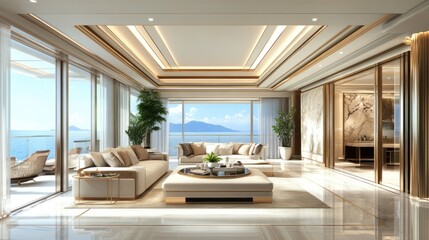 Luxury Coastal Living Room: Breathtaking Ocean Views