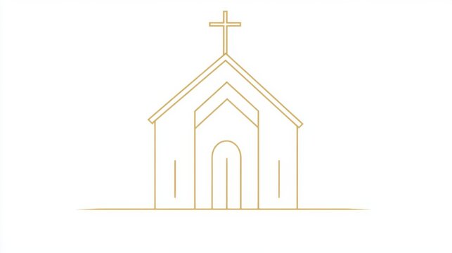 recommend clip art: Minimalist Outline of a Church Building with Cross on Top