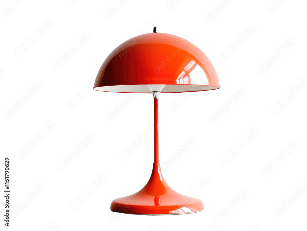 Poster bright red modern table lamp with glossy surface and unique design