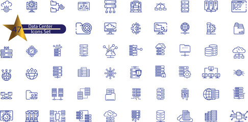 Data Center Line Editable Icons set.