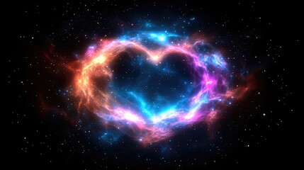 Fototapeta premium Cosmic heart formation outer space digital art nebula environment celestial viewpoint love concept
