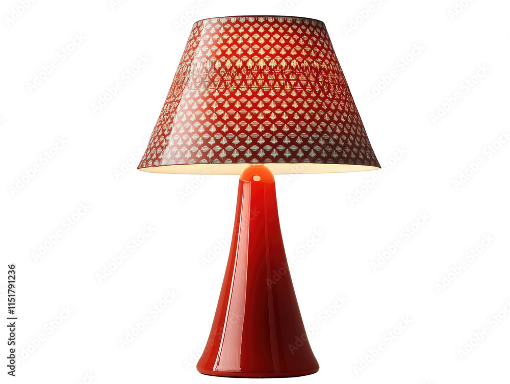 Poster modern red table lamp with geometric patterned shade for decor