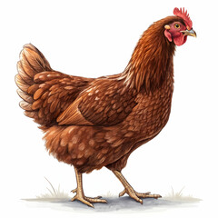 Fototapeta premium One rich brown farm chicken isolated on a clear background