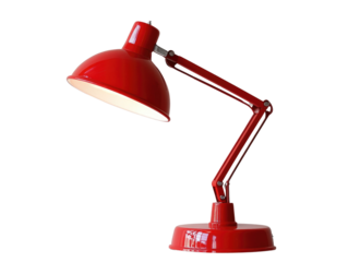 Bright Red Desk Lamp with Adjustable Arm and Stylish Design