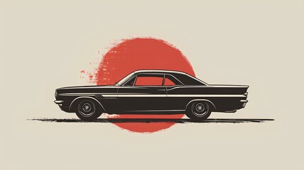 Minimalist retro car logo design on background
