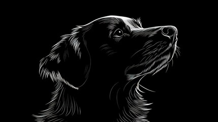 Simple dog silhouette on a black background, perfect for animal rights campaigns, pet care brands, or animal-themed artwork.