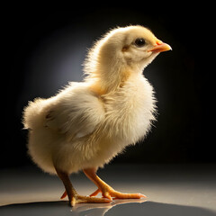 Fototapeta premium Chicken with baby chick isolated on a black background