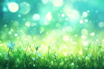 Fototapeta premium Green bokeh light blurs background.