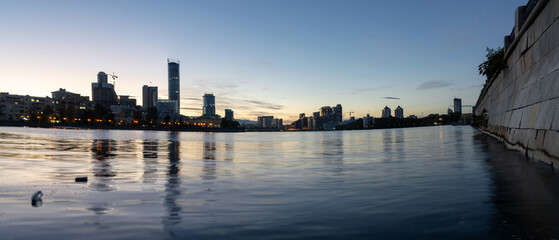 Naklejka premium panorama of the city pond in Yekaterinburg in autumn