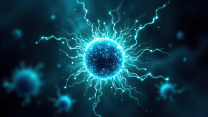 Illustration of a Semaglutide molecule with surrounding energy particles set against a starry background.